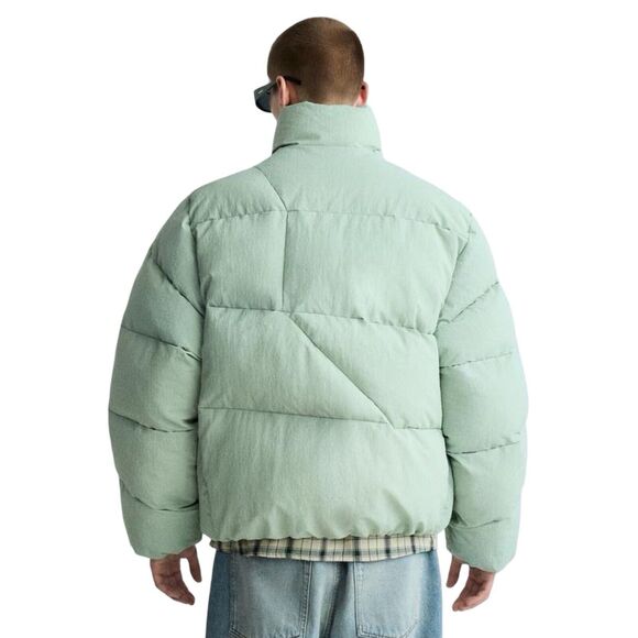 Zara Puffer Jacket Men's Green Mock Neck Long Sleeve Pocket Detail Zip-Up Medium - Picture 4 of 17